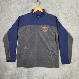 Chicago Bears Mens Large Fleece 1/4 Zip Up Pullover Gray Blue NFL G-III